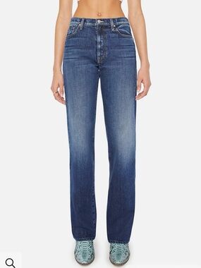 MOTHER Rambler Zip Heel Denim Jeans - Indigo with Copper Stitching